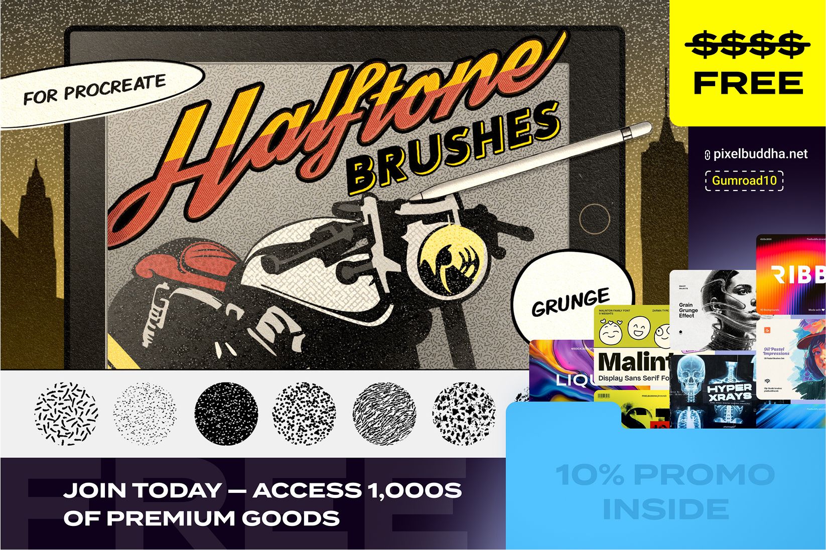 Comics Grunge Free Procreate Brushes - Free Brushes for Procreate