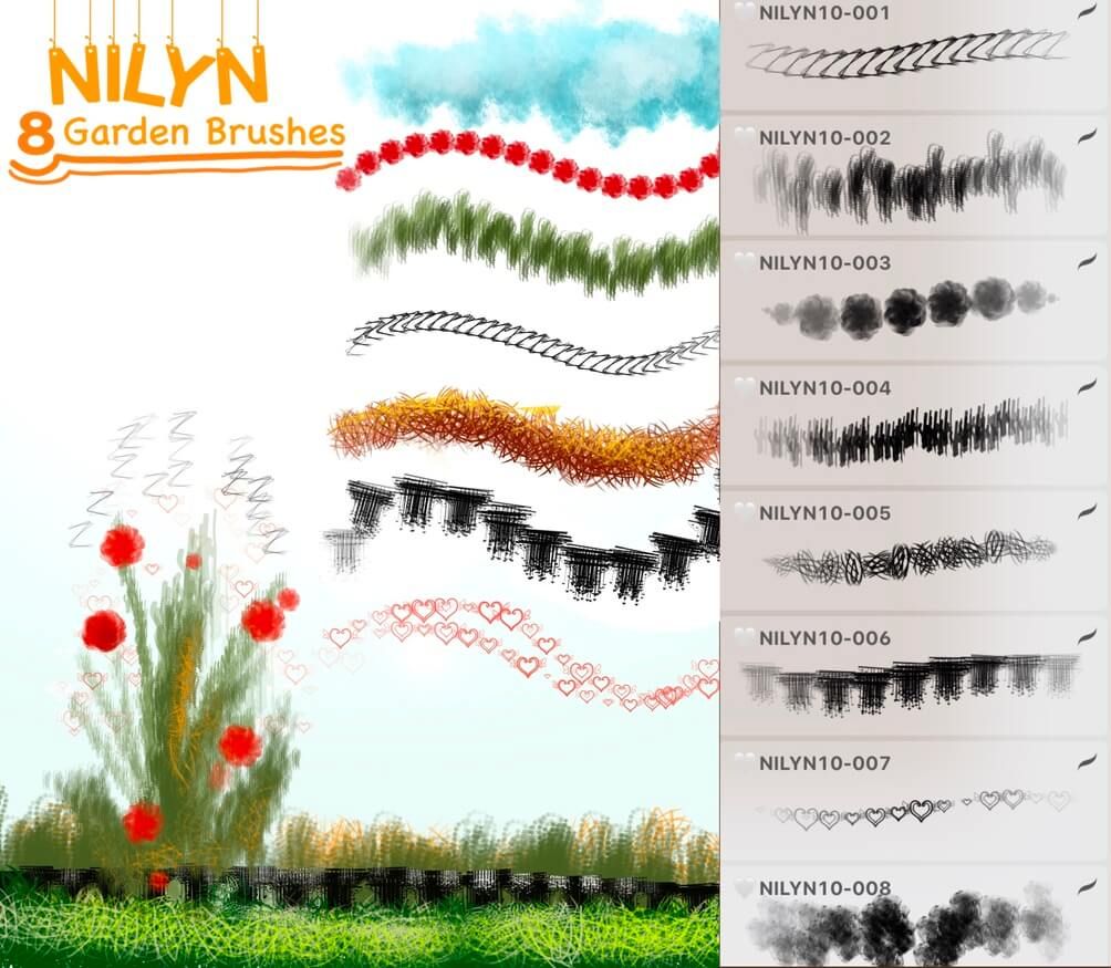 8 Garden Brushes - Free Brushes for Procreate