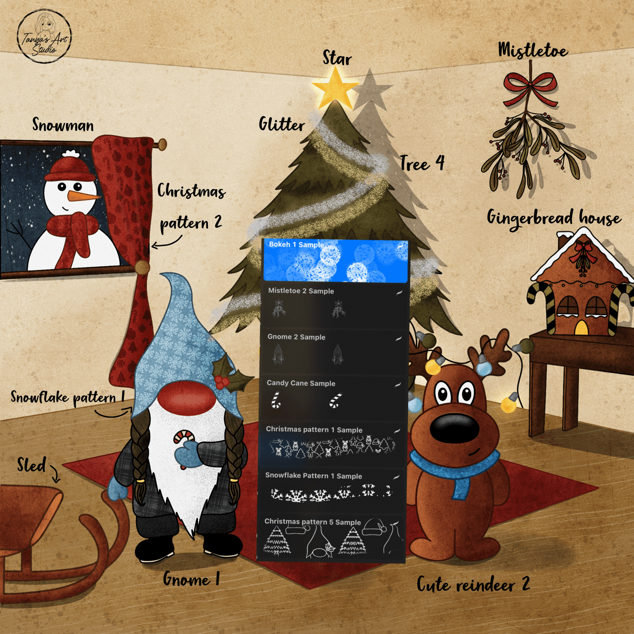 TAS Christmas brush sets for Procreate. Free sample set of 6 brushes ...