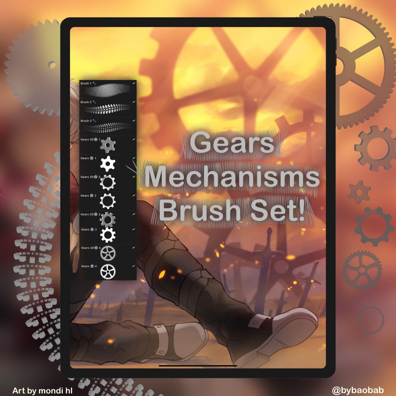 FREE Gears Mechanisms Brush Set for Procreate! - Free Brushes for Procreate