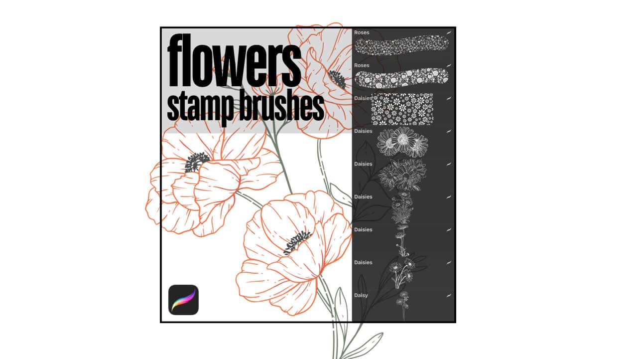 Flowers Stamps Brush Pack I - Free Brushes for Procreate