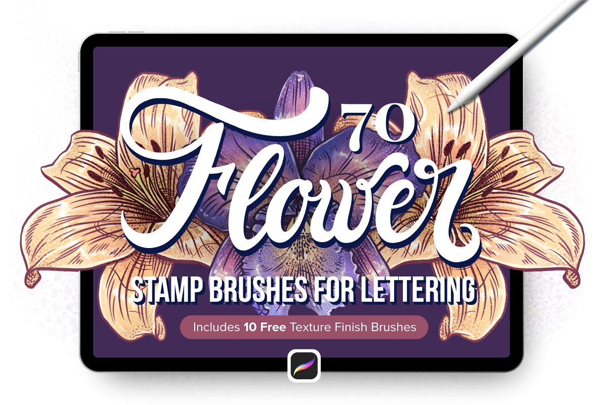 [Paid] 70 Flower Stamp Procreate Brushes - Free Brushes for Procreate