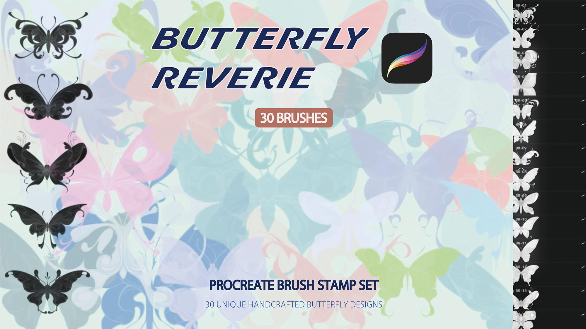 Butterfly Reverie - Procreate Stamp Brush Set - Free Brushes for Procreate
