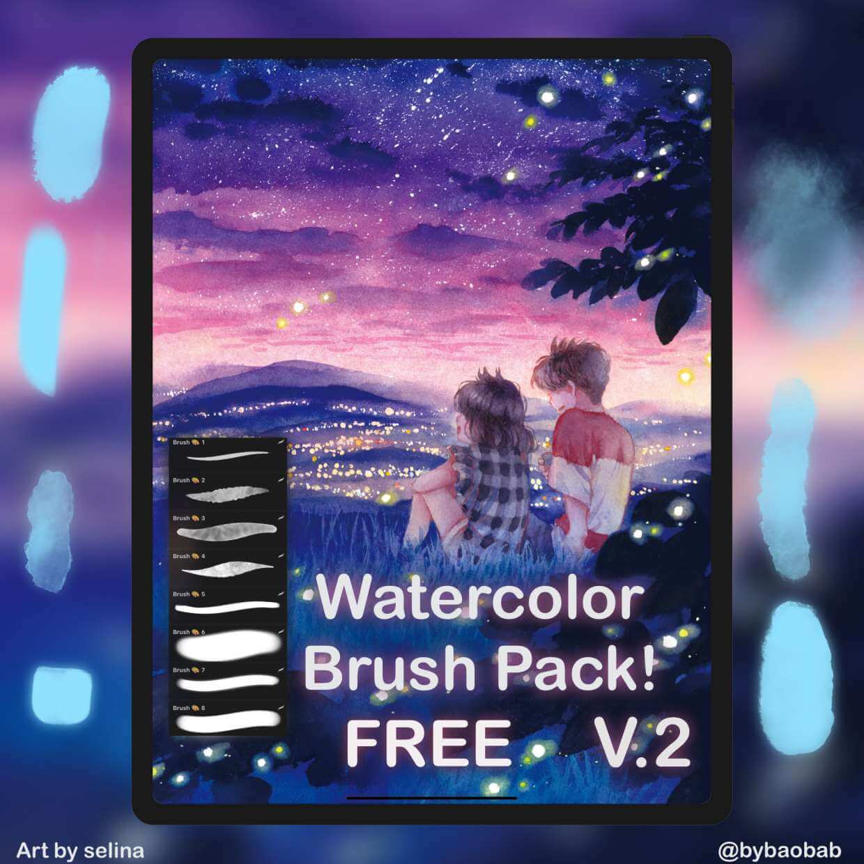 FREE Watercolor Brush Pack! V.2 - Free Brushes for Procreate