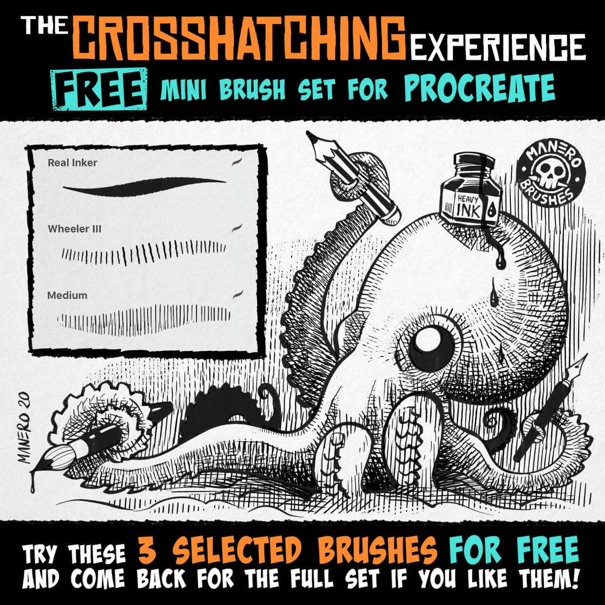 FREE Crosshatching brushes - Free Brushes for Procreate