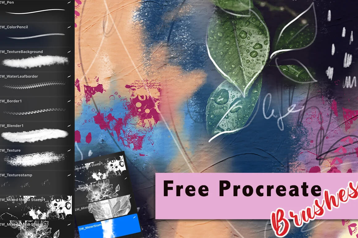 Free Procreate Brush Set - Mixed Media Brush Set - Free Brushes for ...