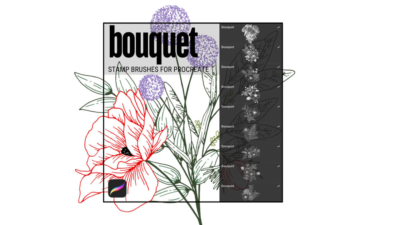 Bouquet Stamps Brush Pack - Free Brushes for Procreate