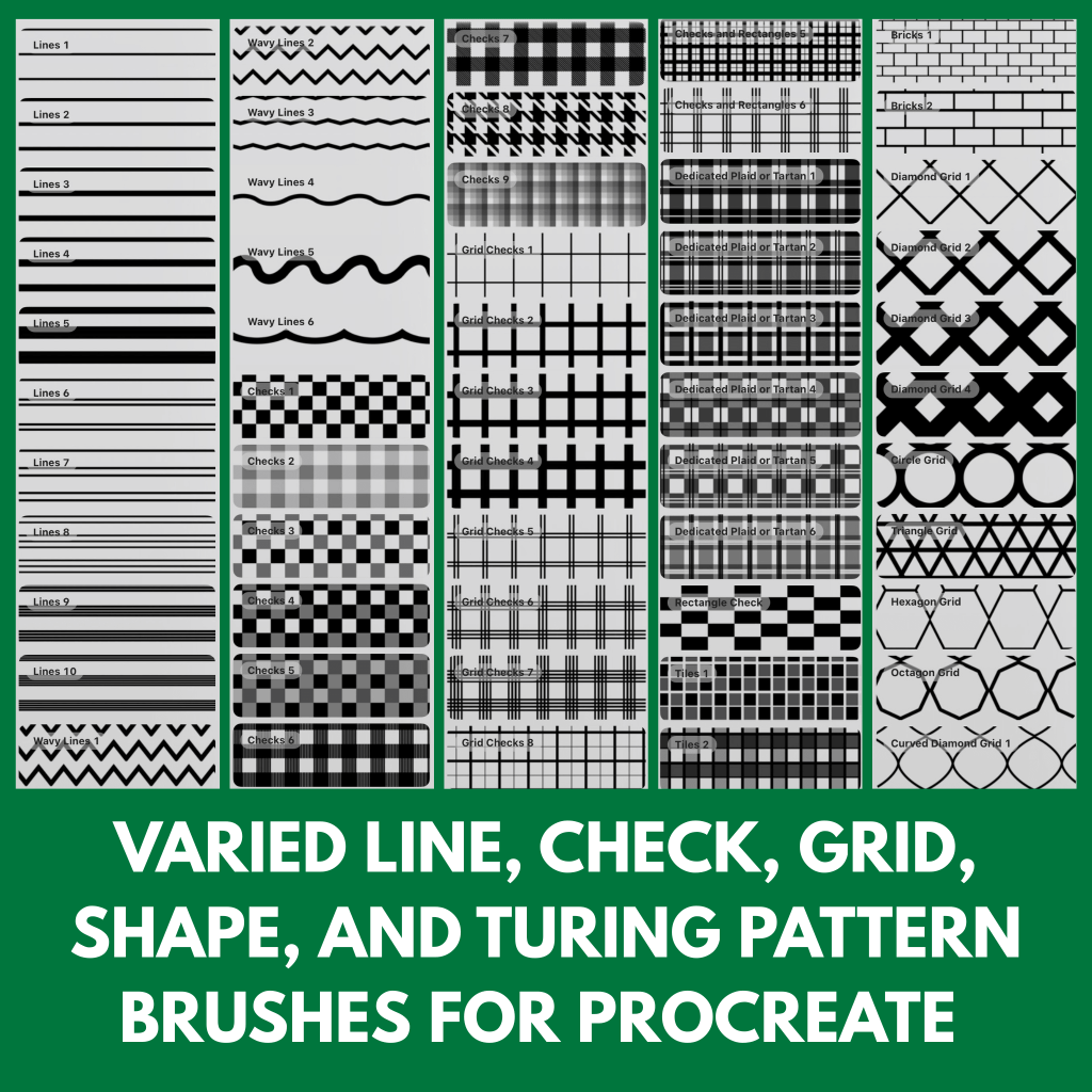 Varied Line, Check, Grid, Shape, & Turing Pattern Brushes - Free ...