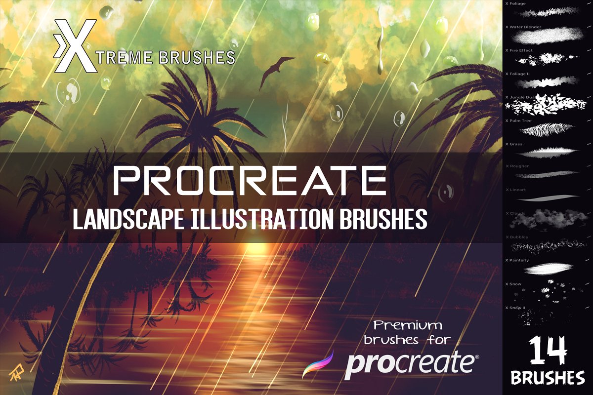[Paid] Procreate Landscape Brushes - Free Brushes for Procreate